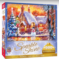 Snowman Cottage Glitter 500 pc - ToyTime