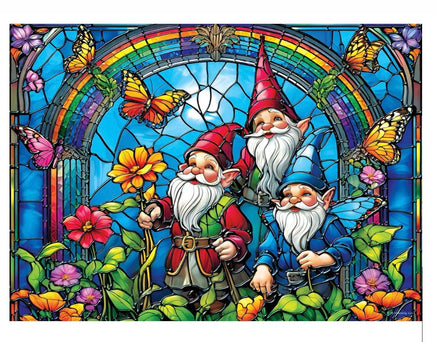 Stained Glass Gnomish Delight 1000pc Puzzle - ToyTime
