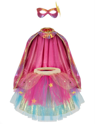 Super - duper Tutu/Cape/Mask, Pink & Gold Sizes 4 - 6 - ToyTime