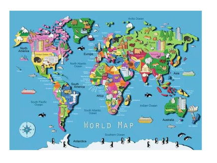 World Map 60pcs Puzzle - ToyTime