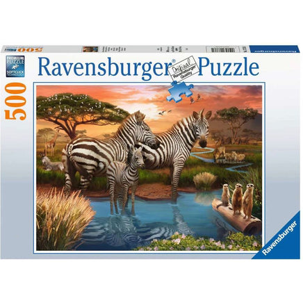 Zebras at the Waterhole 500 pc Puzzle - ToyTime