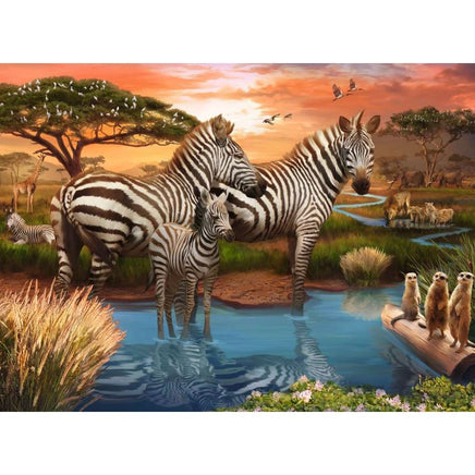 Zebras at the Waterhole 500 pc Puzzle - ToyTime