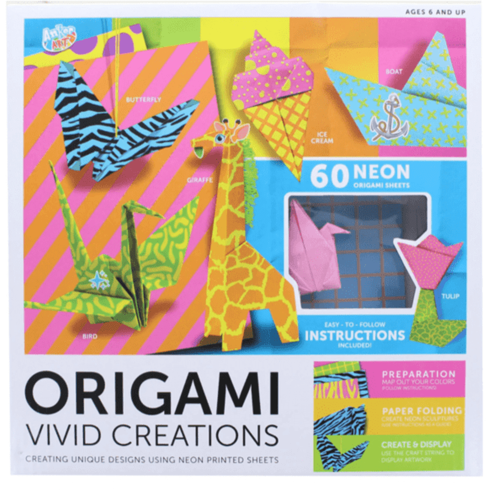 Anker Play Origami Vivid Creations Crafting Kit | 60 Neon Sheets