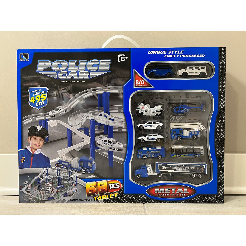 Police Car Metal Classic Track Set 68 PCS