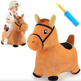 Bouncy Brown Horse Outdoor Ride on Bouncy Animal Play Toys